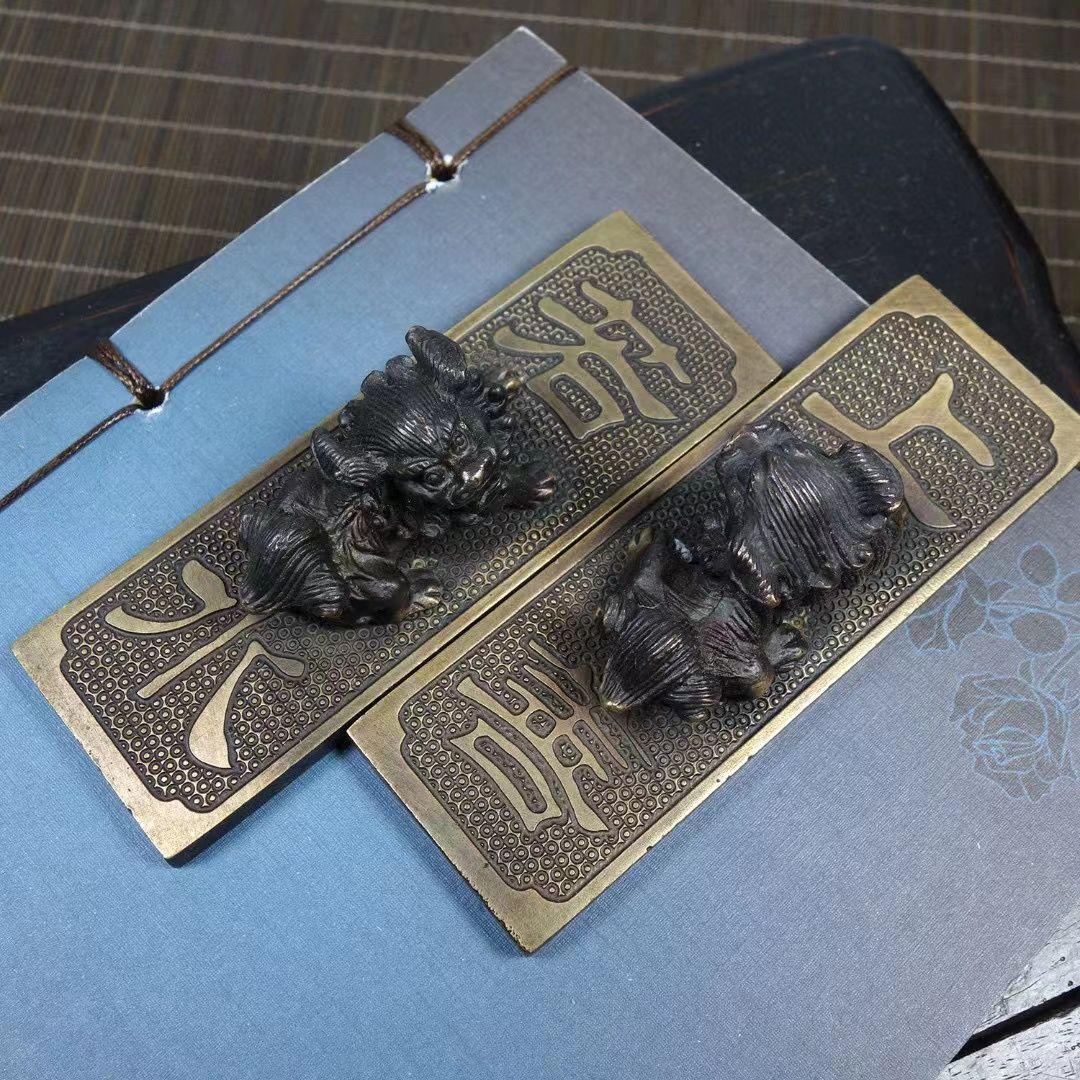 銅 細工 獅子定規 文鎮 文房四宝 文房置物 案頭 工芸品 美術品