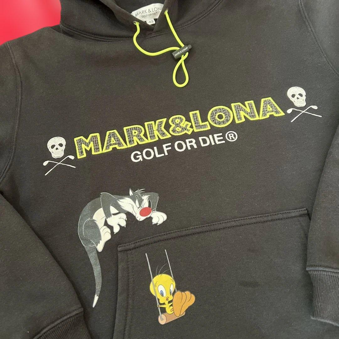 マーク＆ロナ　tweety フーディスウェット起毛　ブラック