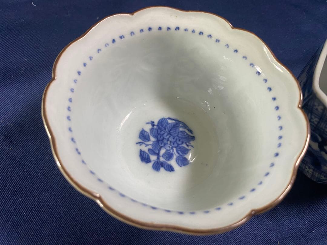 蕎麦猪口　見込に花　松竹梅　二客