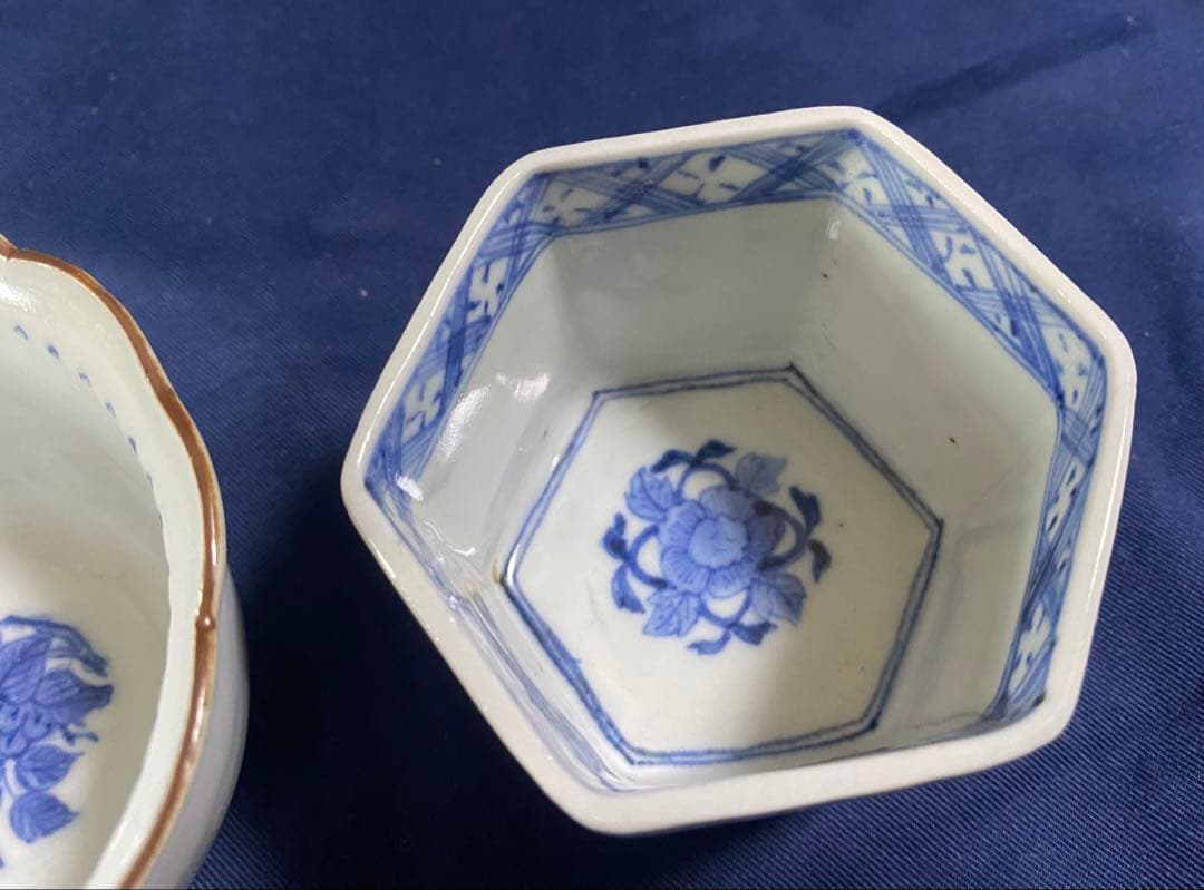 蕎麦猪口　見込に花　松竹梅　二客