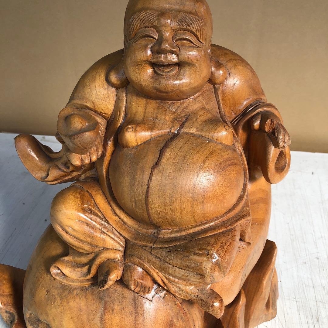 屋久杉？木彫り置き物　大黒様　布袋様？骨董品