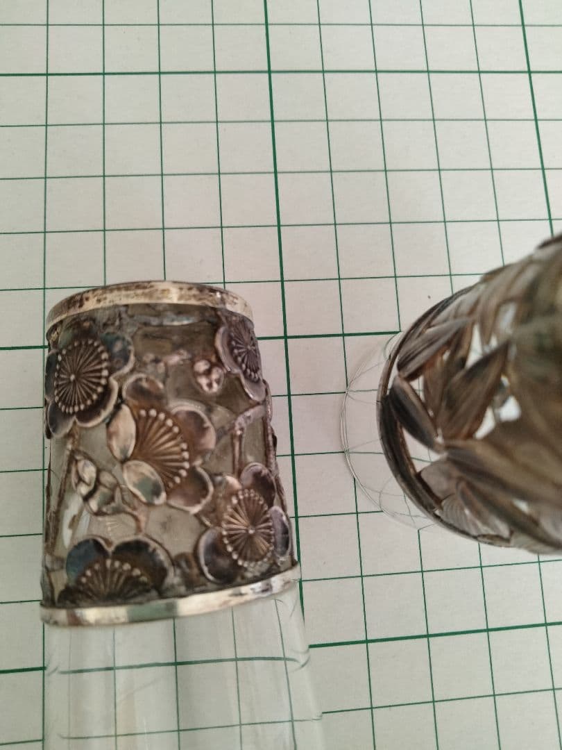 特別価格変更、匿名配送、和骨董、日本製、笹、梅、グラス二点セット