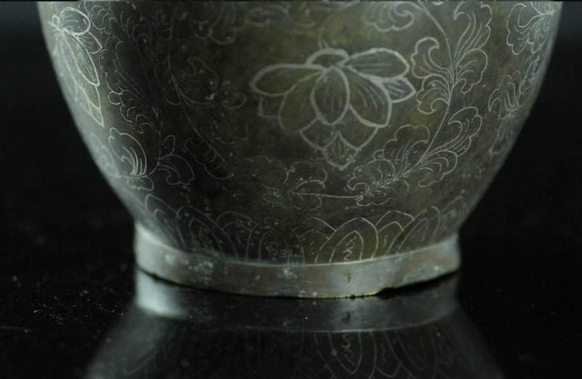 【国宝級】高麗李朝 青銅製銀象嵌 蓮華唐草紋浄瓶 検）新羅仏 仏像 統一新羅