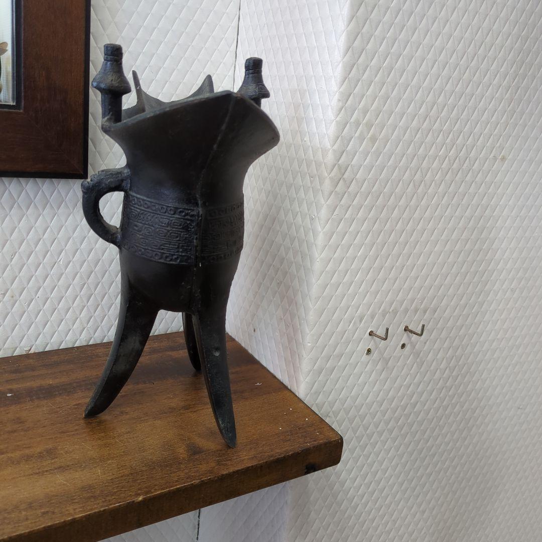 爵　特大サイズ　しゃく　古代中国　酒器　レプリカ　金属　三足