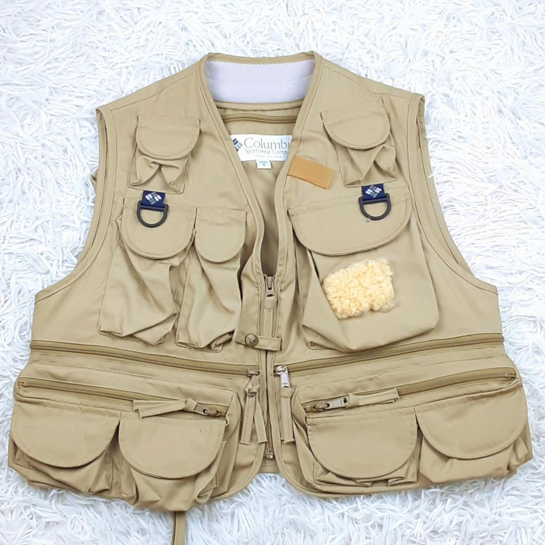 美品◎Columbia コロンビア フィッシングベスト 釣り用 ベージュ 韓国製