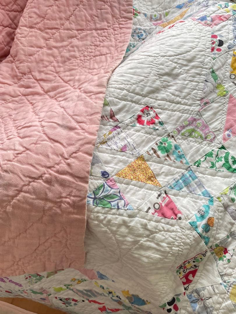 ヴィンテージキルトオーシャンウェーブ♡クリヴキルト.アンティークキルト·͜· ♡