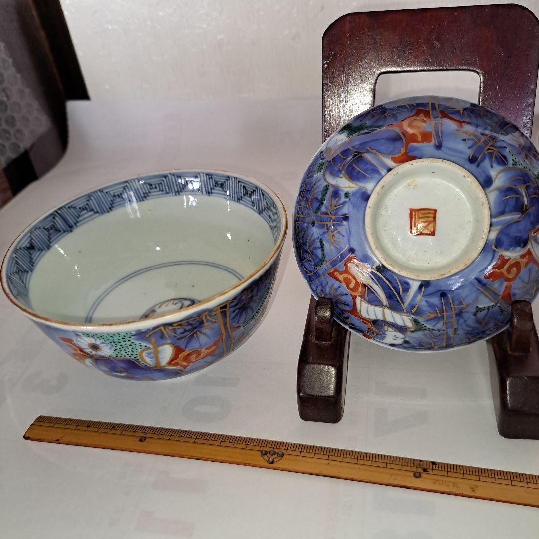 江戸中期　極上品　向付　蓋付　金彩赤絵　　竹林三賢人文　角福　五客セット