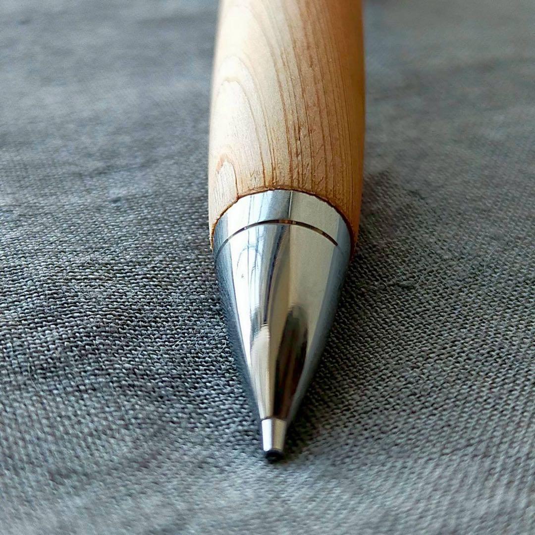 伊勢神宮　檜　ハンドメイド　木軸シャープペン　0.5mm　天然木　シルバー
