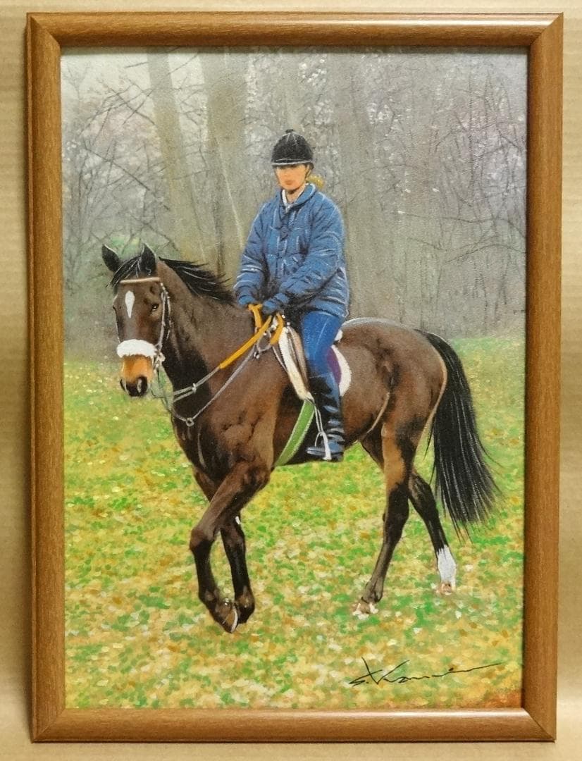 上鈴木正一 油彩画 B4『 朝の調教 』新作原画 超・超オススメの作品です!!