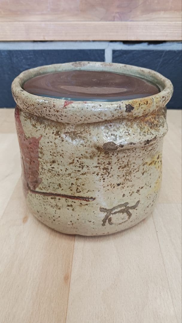 珍品？時代物美濃焼？瀬戸焼？何焼？掻き銘あり水指紅葉図もみじ茶道具江戸期