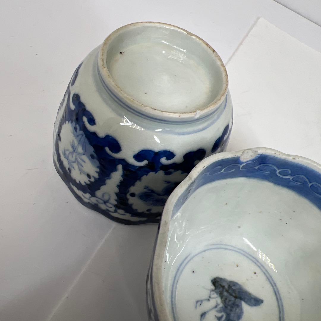 専用古伊万里　染付大猪口17客　木箱口径約8.5㎝　東Y7-0620⭐︎2Fトヒコ