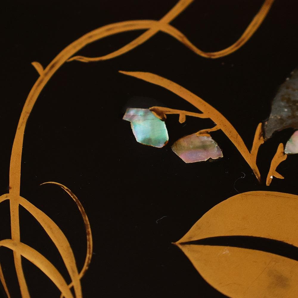 木製漆器 黒塗 螺鈿 エン豆 豌豆蒔絵皿 菓子皿 茶道具