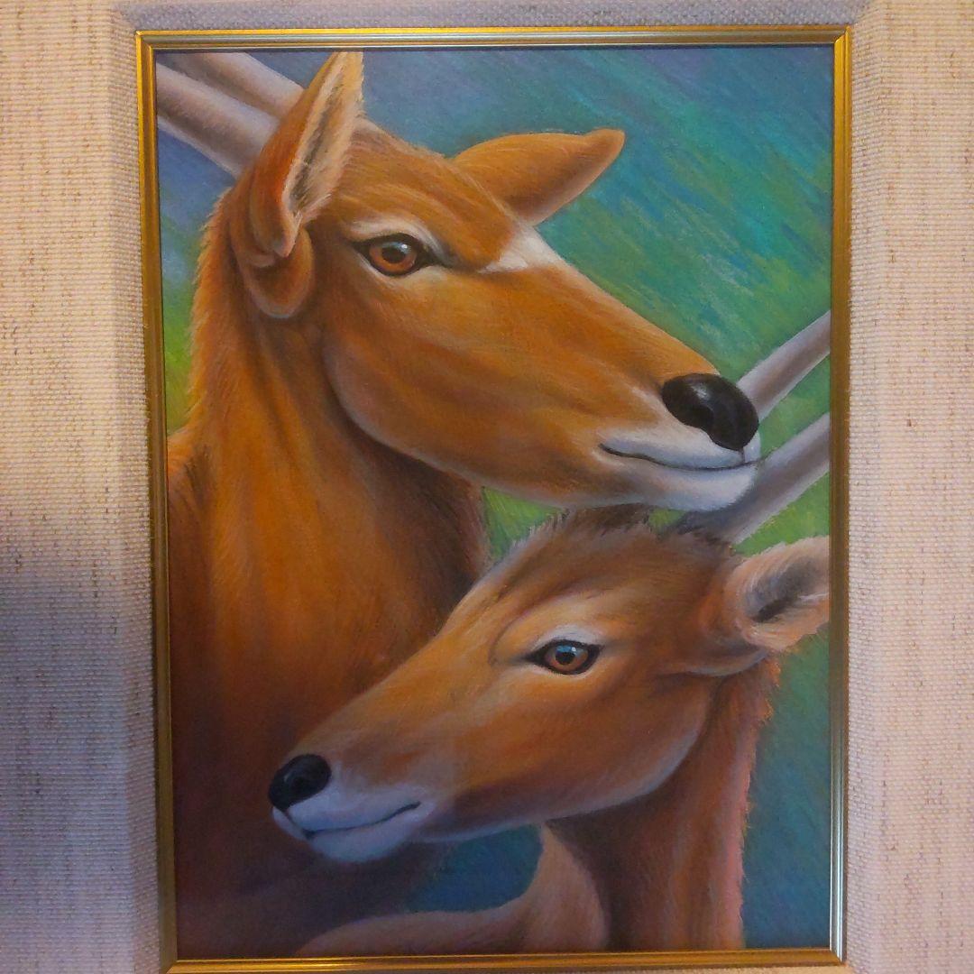 チャールズ・リン・ブラッグ　コンゴニ母子　色鉛筆アクリル画　3号