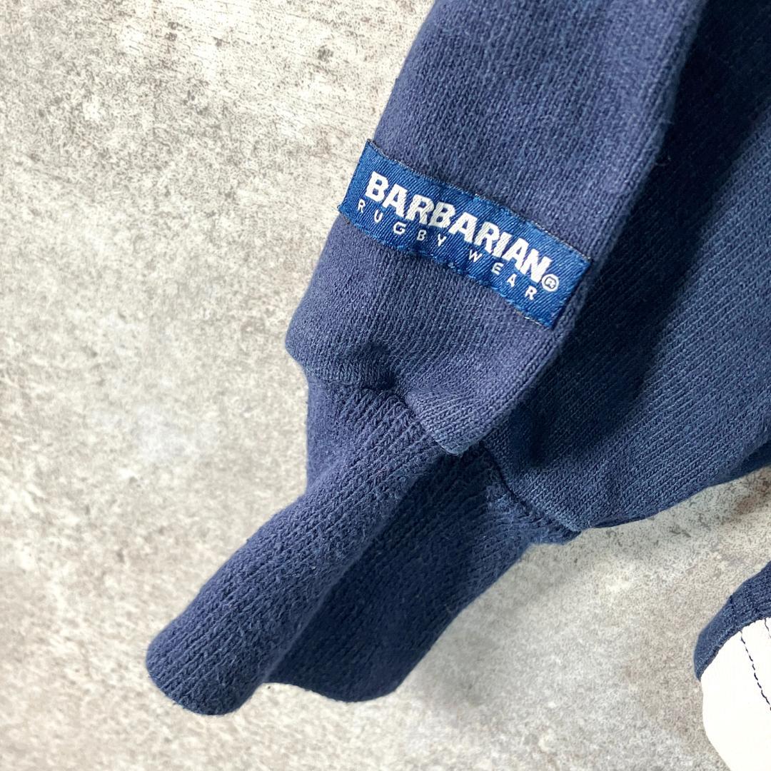 BARBARIAN　スコットランド　ラガーシャツ　ブルー　ホワイト　XL