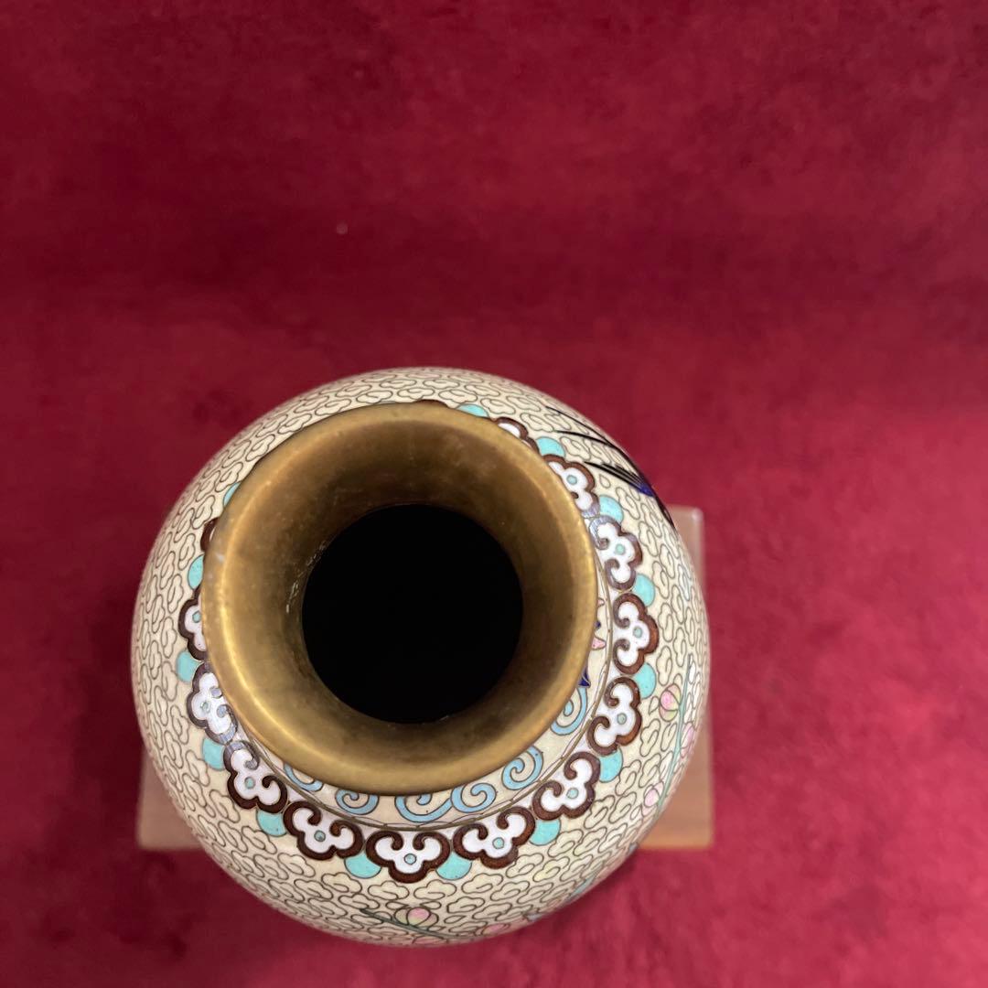 中国琺瑯花図紋瓶 （銅）