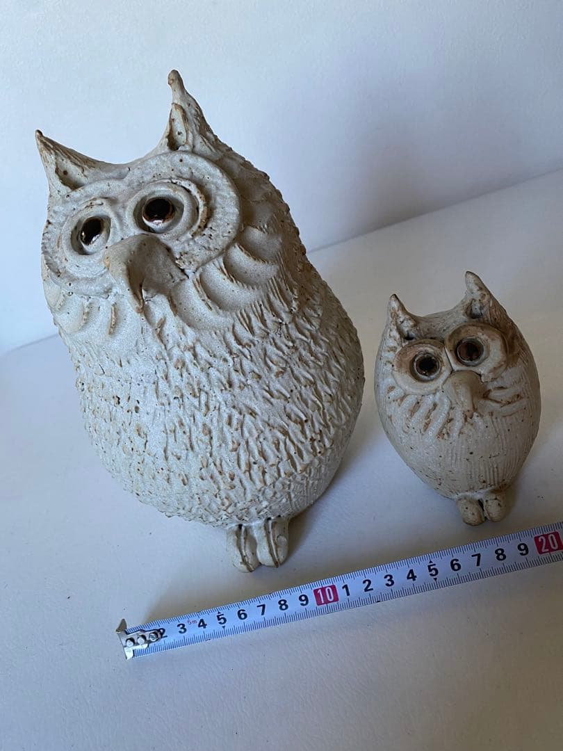 青芳 フクロウ　梟　置物　2つセット　陶器　森元青芳　砥部焼