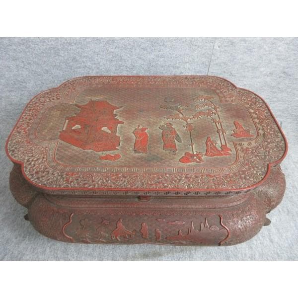 堆朱平卓唐人風景図 [B28180]