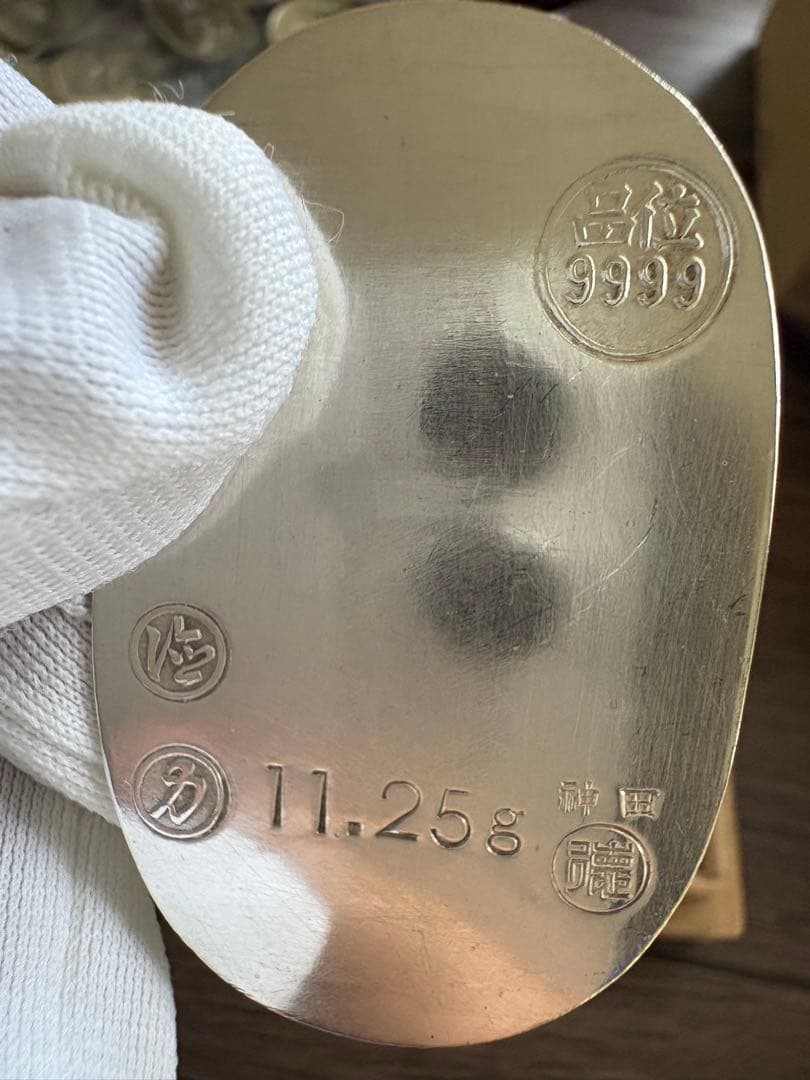 徳力小判　純銀製 楕円形金属製品 11.25g 木箱入り