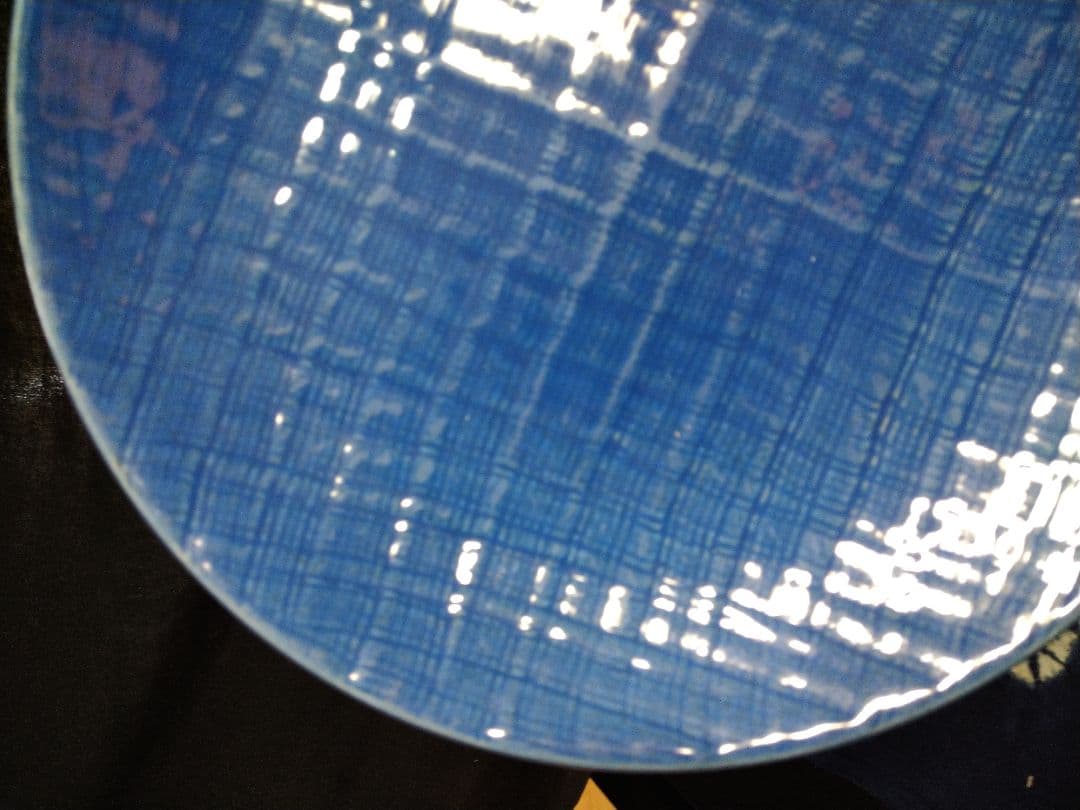 ♣アンティーク・ヴィンテージ品【染付祥瑞】網柄・有田焼⬛バイオレットブルー大皿