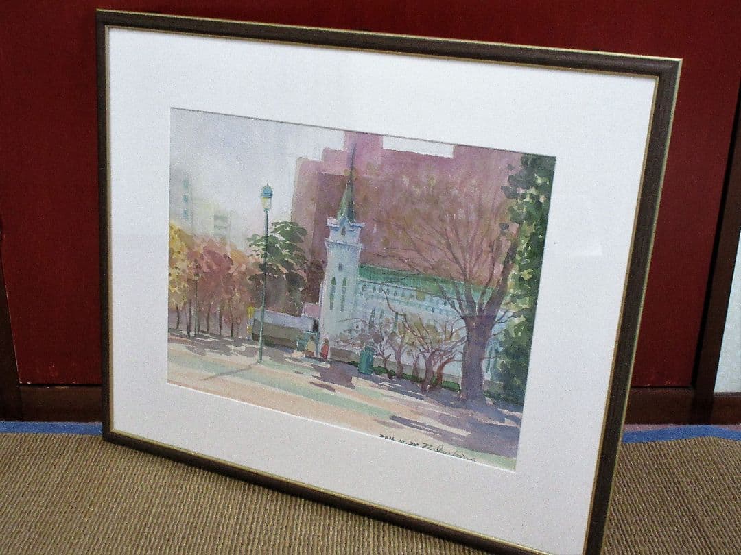水彩画「海岸通り教会」