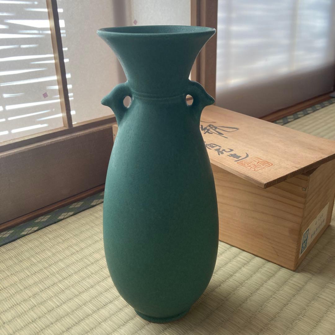 青銅耳付花瓶　大宮陶苑