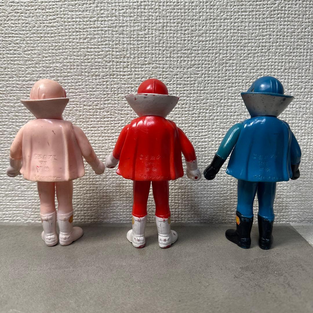 当時物 レア 希少 秘密戦隊ゴレンジャー ソフビ人形3体セット アカレンジャー