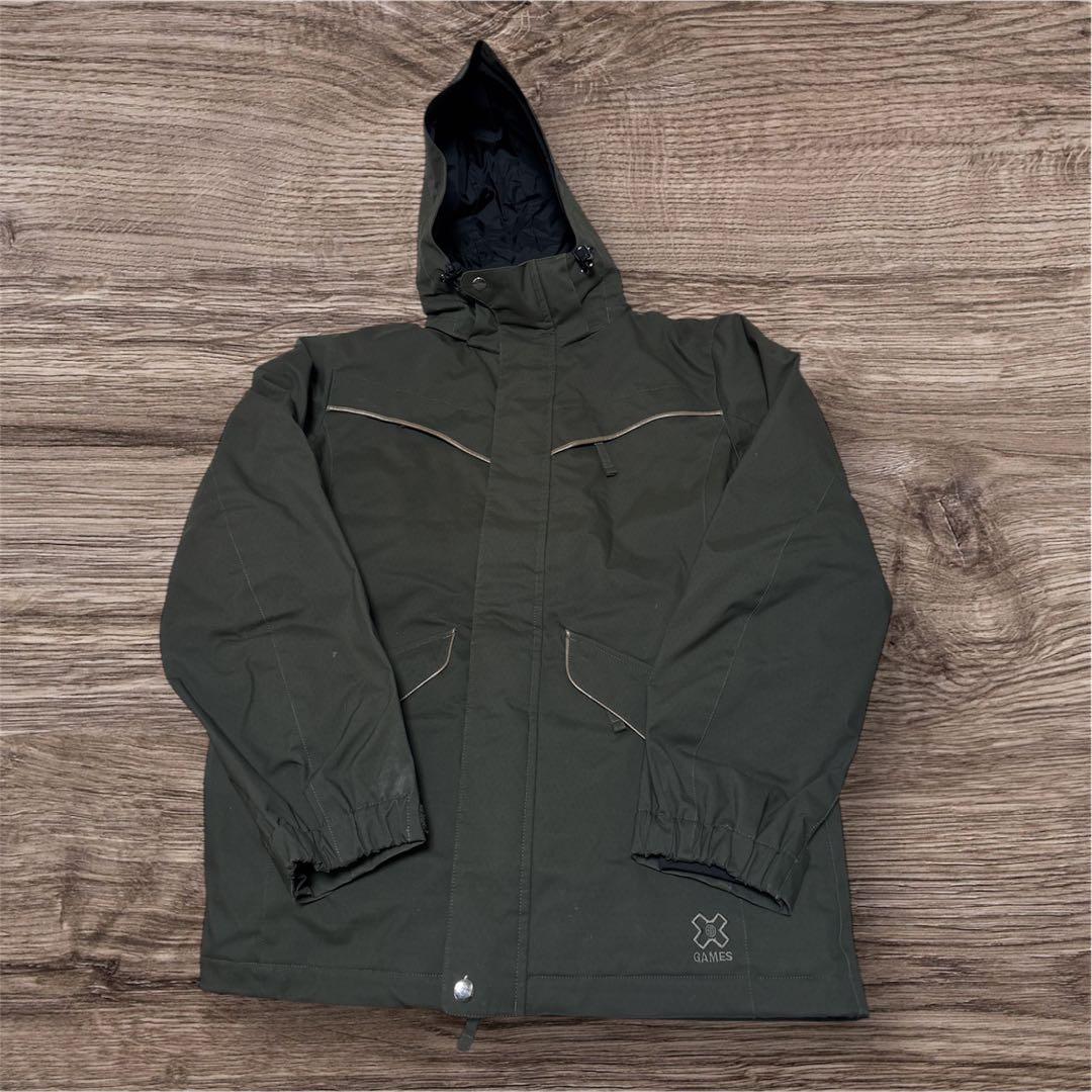 スノボー スキー ウェア上下セット オリーブグリーン＆グレー