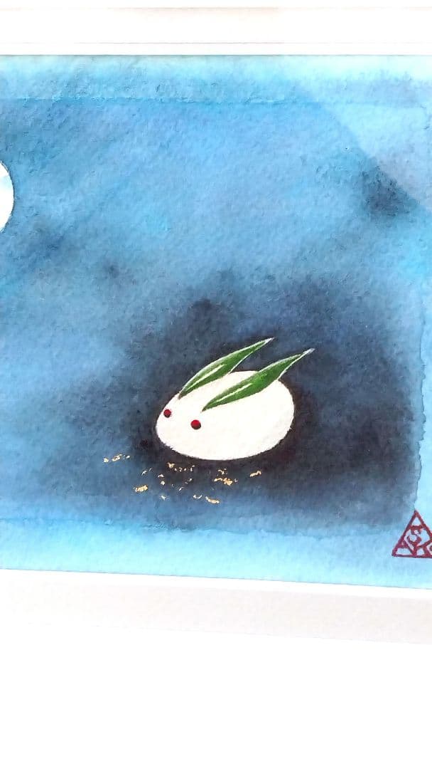 日本画「雪うさぎ」 川崎麻児