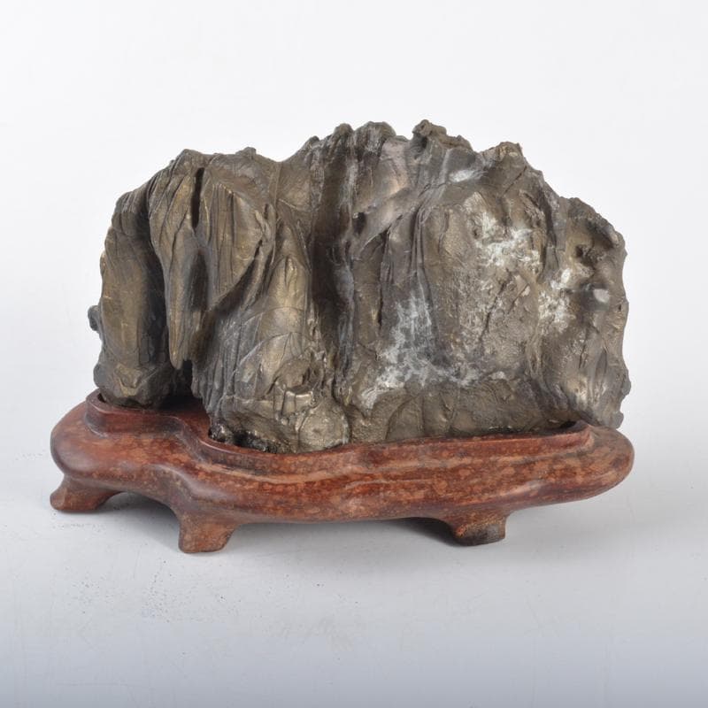 天然石　鑑賞石　太湖石　霊壁石　置物　唐木台付　C　4243