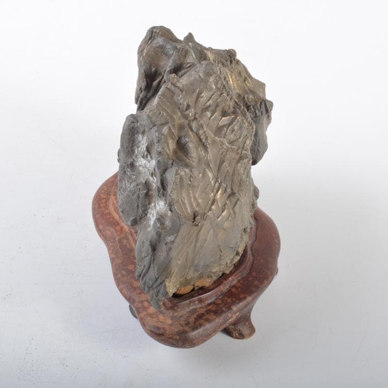 天然石　鑑賞石　太湖石　霊壁石　置物　唐木台付　C　4243