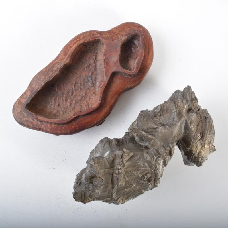 天然石　鑑賞石　太湖石　霊壁石　置物　唐木台付　C　4243