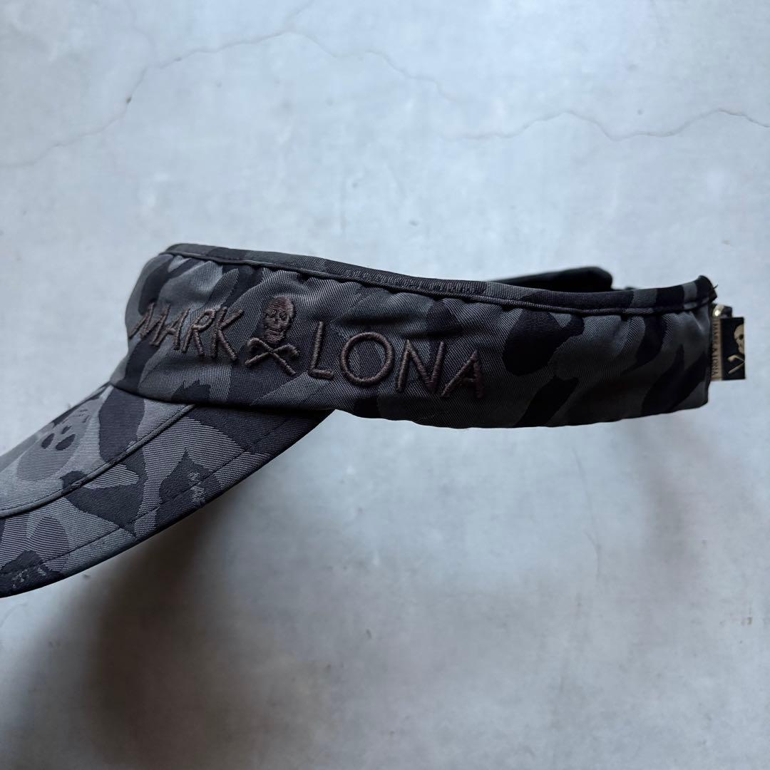MARK&LONA マークアンドロナ サンバイザー スカル迷彩総柄 ロゴ ゴルフ