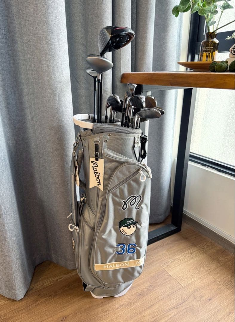 【即発送】 Malbon マルボン ゴルフ キャディバッグ スタンド式 グレー