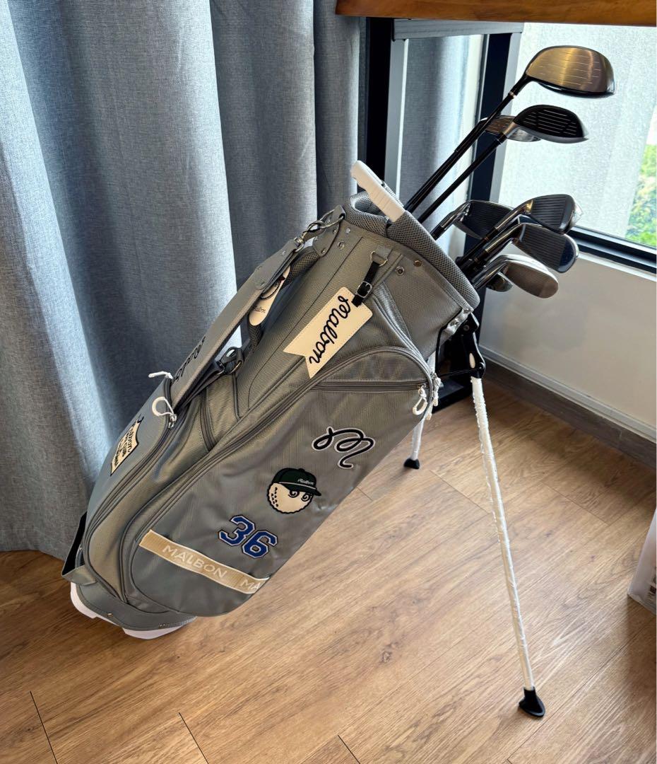 【即発送】 Malbon マルボン ゴルフ キャディバッグ スタンド式 グレー