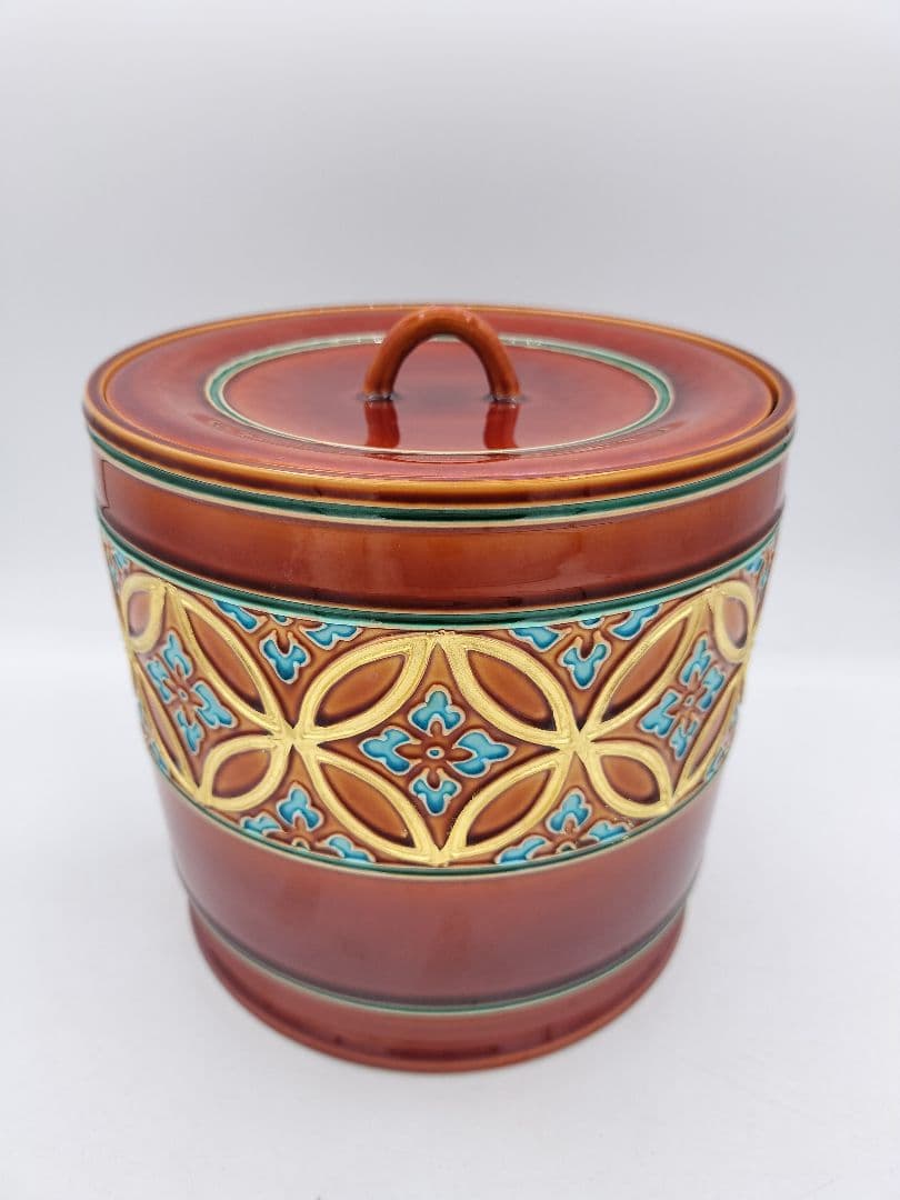 c267【新品・未使用】水指 赤茶交趾 帯七宝 中村翠嵐 木箱 茶道具