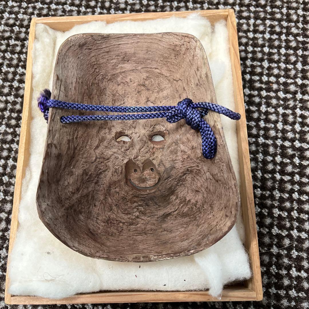 伝統的な能面 お多福　縁起担ぎ　陶器お面　戦前以前品