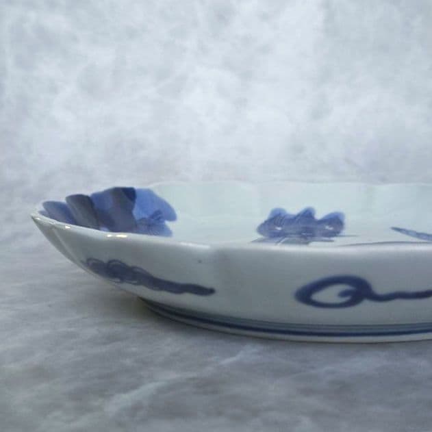 古伊万里　染付　七寸皿　麒麟　江戸時代　骨董　金継ぎ　アンティーク