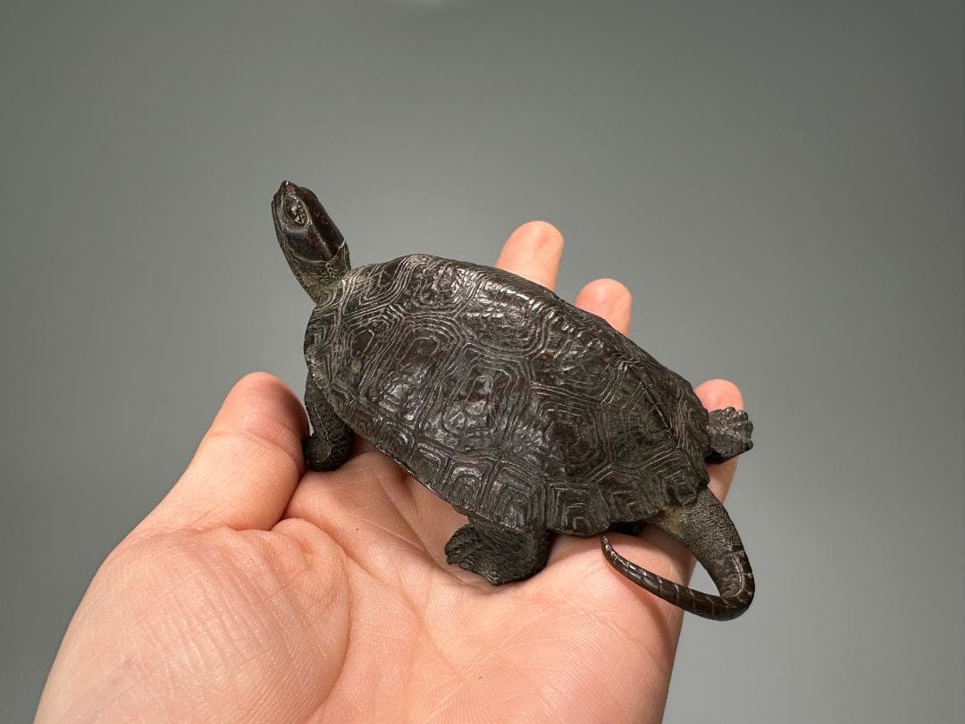 銅製　亀　置物　文鎮　在銘有