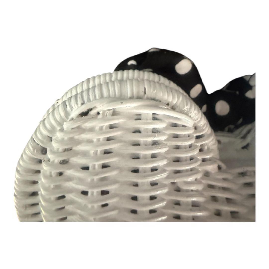 ミニーちゃんのカゴ製ショルダーバッグ 【可愛いいリボン付き黒色は珍しい】