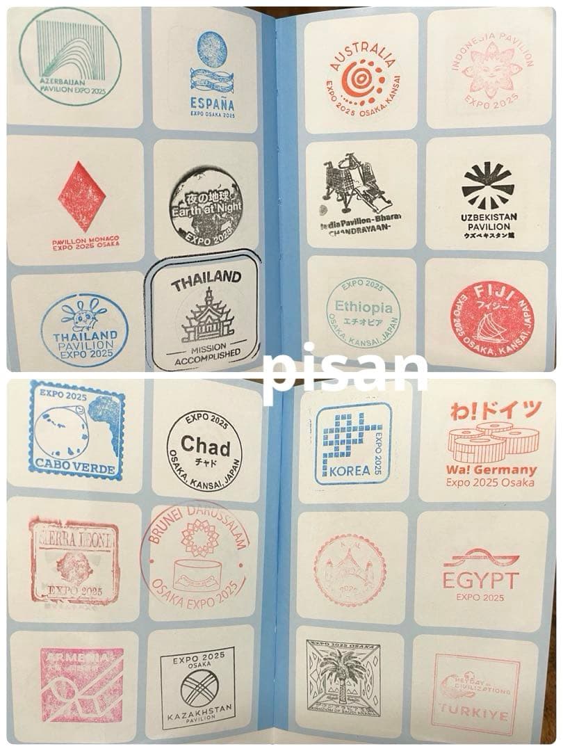 【フルコンプ】大阪関西万博 スタンプ帳 最終日10/13消印・ミャクミャク切手付