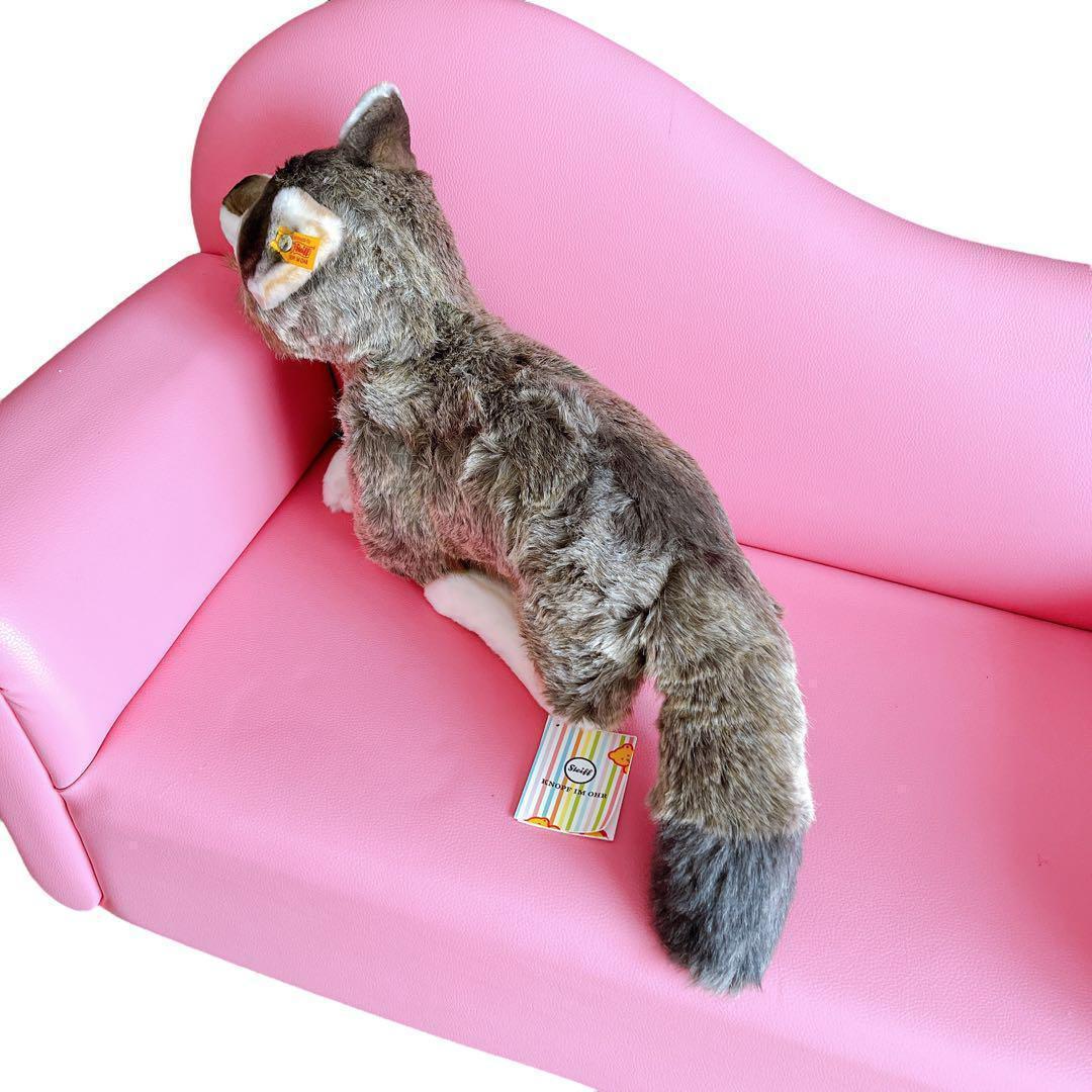 希少 シュタイフ オオカミ ぬいぐるみ 正規品 40cm 狼 横座り ブラウン