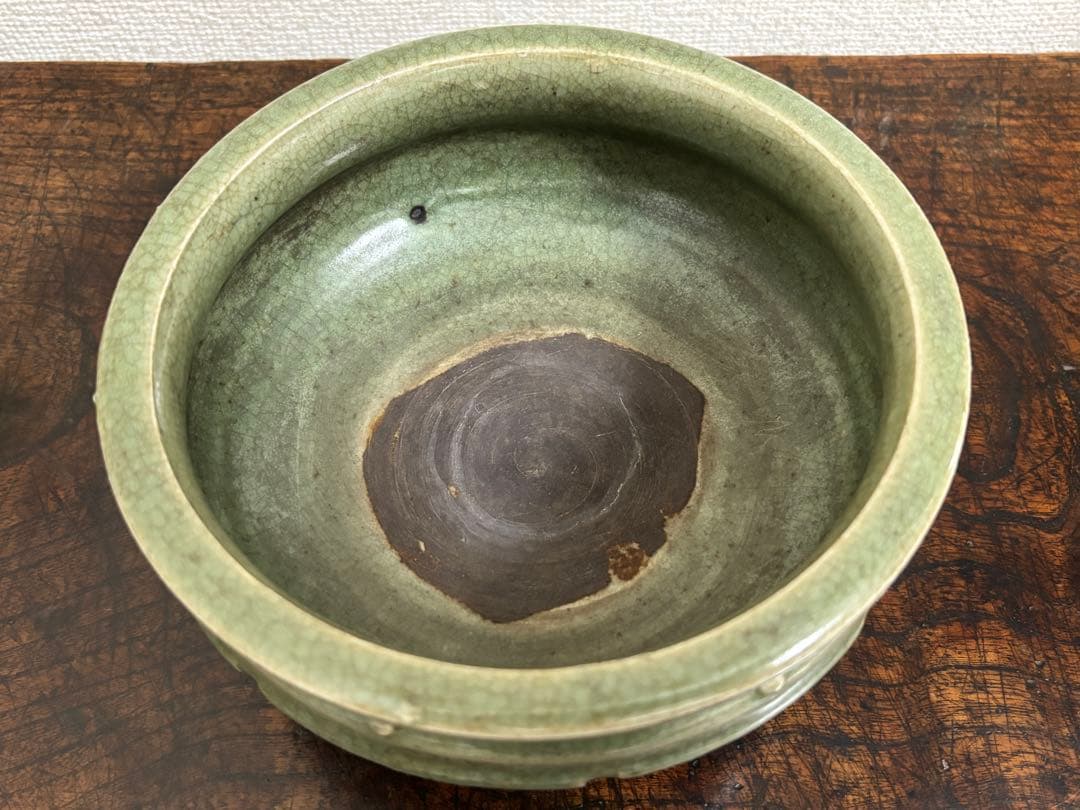 完品!　明時代　龍泉窯青磁香炉　七官青磁 　　(検)唐物 中国古玩 骨董 香爐