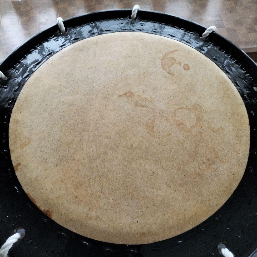 担ぎ太鼓 1.2尺　締太鼓　和太鼓 　天然皮革　ストラップ付き中古品⑦