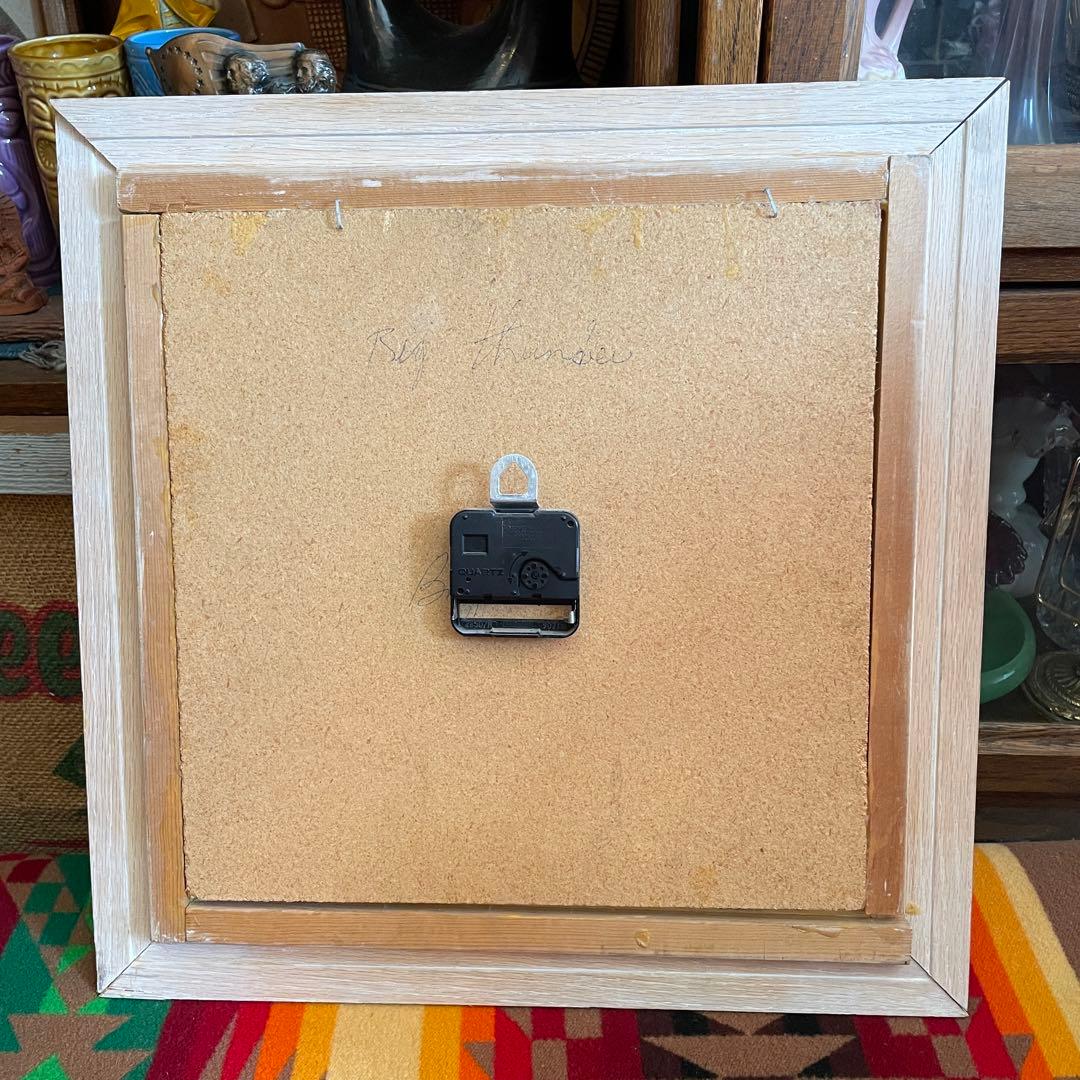 希少品！70's〜ネイティブアメリカン　ナバホ族サンドペイント砂絵の壁掛け時計