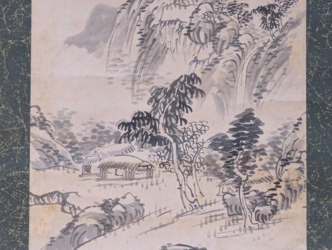 【真作】掛軸　山水図　南画風　古画　文人画風　古美術　合箱入　T74