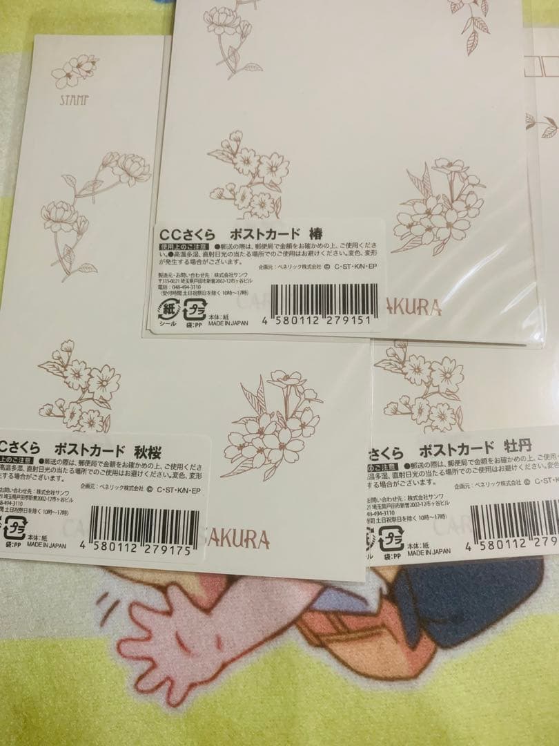 カードキャプターさくら　ポストカード　木之本桜　秋桜　椿　牡丹