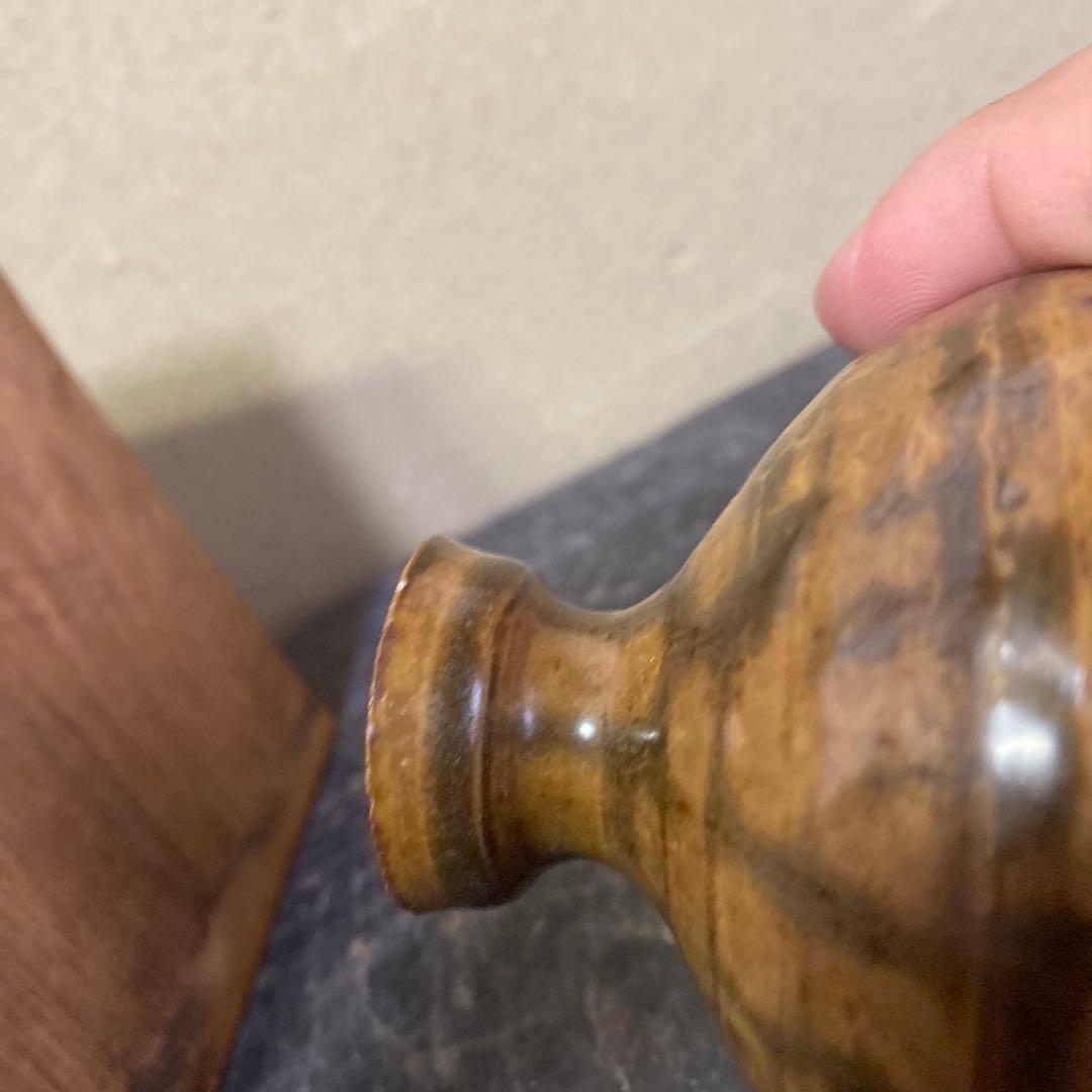 黒釉李朝油壺　木箱付き