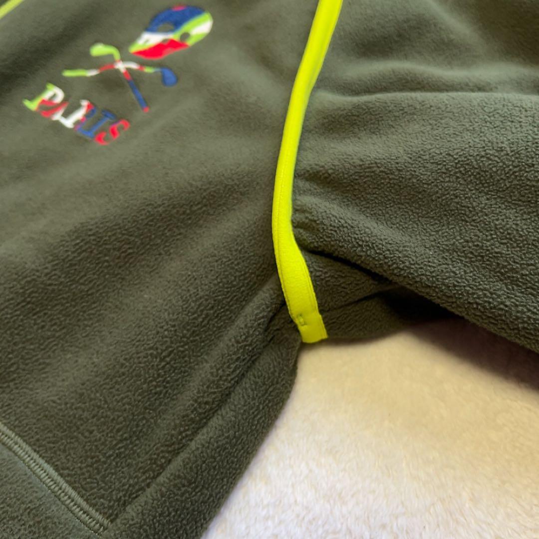 極美品 近年　マークアンドロナ ハーフジップ フリース　裏地付　スカル　カーキ