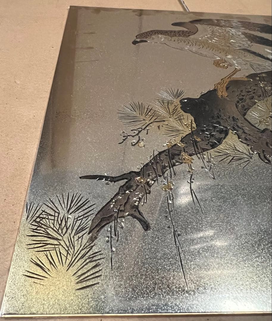 額装 銅板彫金 光亭 鷹