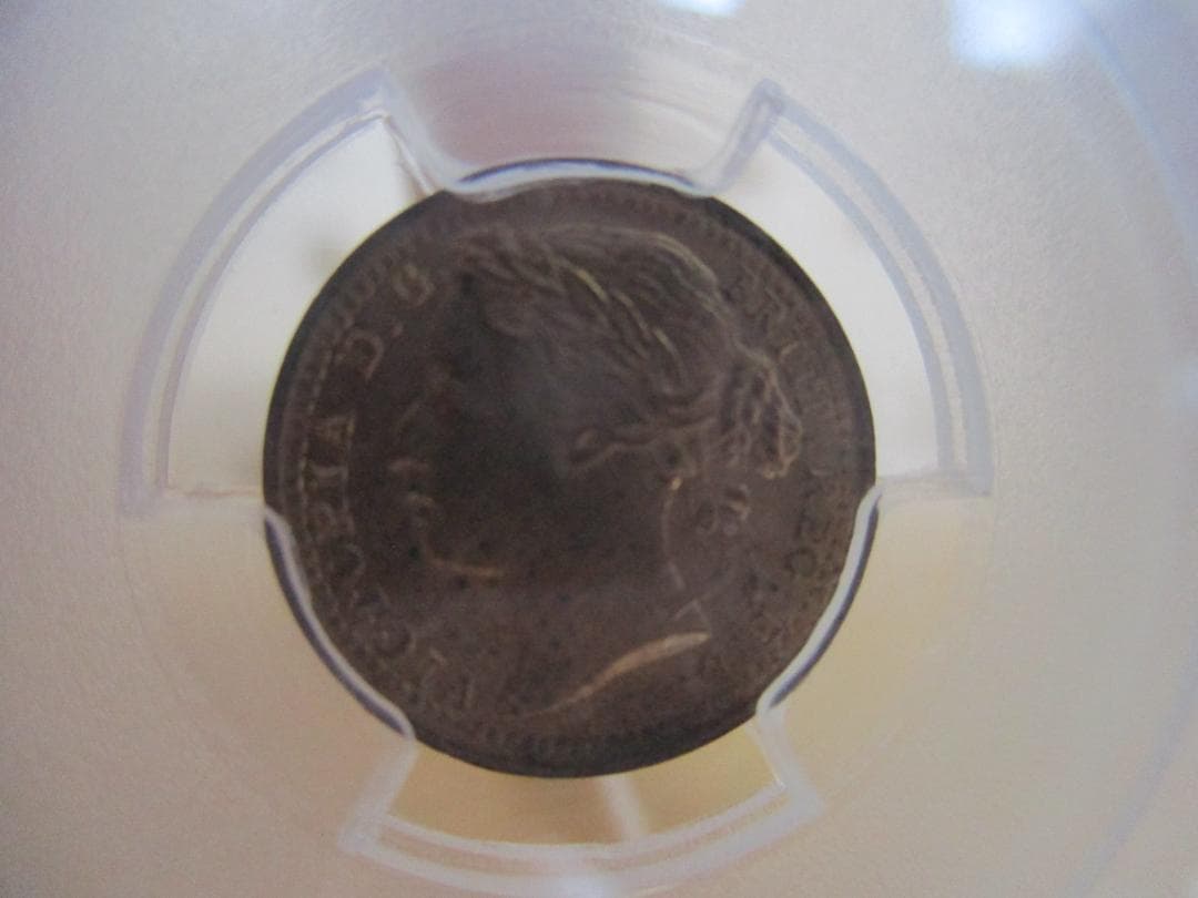 ヴィクトリア女王　1/3 ファージング　銅貨　1881年　PCGS　MS63RB